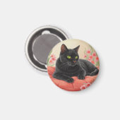 Ruhende schwarze Katze Magnet (Vorderseite/Rückseite)