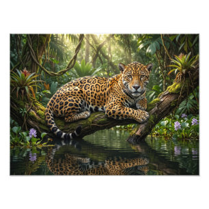 Ruhender Leopard auf altem Baumzweig Foto vergröße
