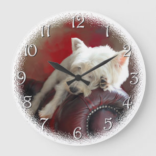 Ruhender Westie Große Wanduhr