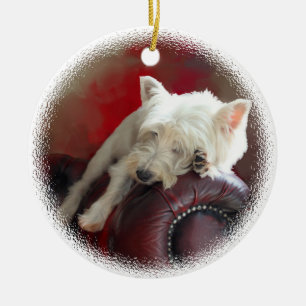 Ruhender Westie Keramikornament