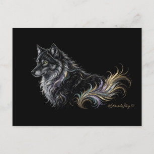 Ruhender Wolf mit goldenem Schwanz Postkarte