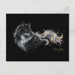 Ruhender Wolf Silber und Gold Filigran Postkarte