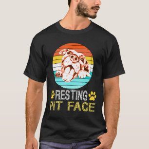 Ruhendes Pit-Gesicht Lustiger Pitbull Retro Vintag T-Shirt