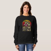 Ruhendes Pitbull-Gesicht Hundebesitzer Sweatshirt (Vorne ganz)