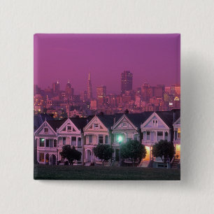 Ruhenhäuser bei Sonnenuntergang in San Francisco, Button