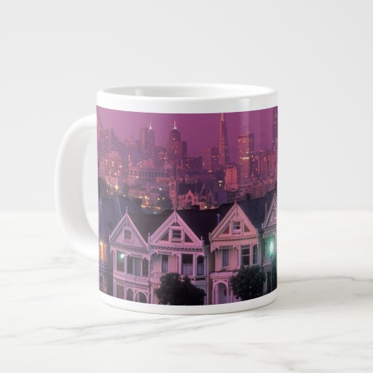 Ruhenhäuser bei Sonnenuntergang in San Francisco, Jumbo-Tasse (Vorderseite Links)