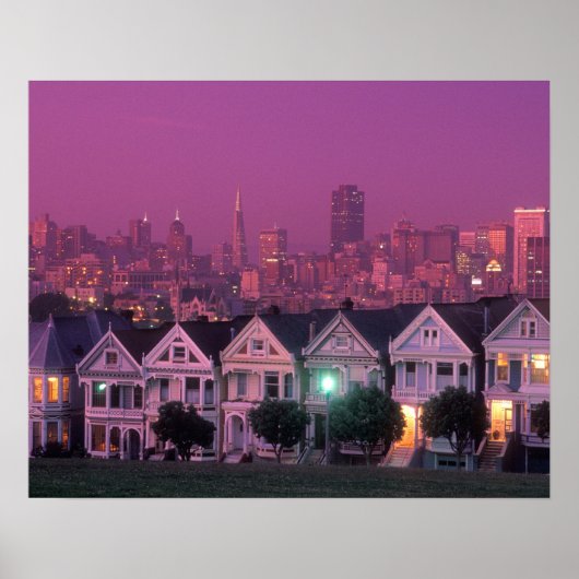 Ruhenhäuser bei Sonnenuntergang in San Francisco, Poster (Vorne)