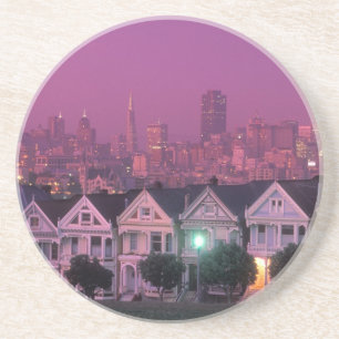 Ruhenhäuser bei Sonnenuntergang in San Francisco, Sandstein Untersetzer