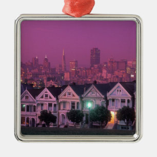 Ruhenhäuser bei Sonnenuntergang in San Francisco, Silbernes Ornament