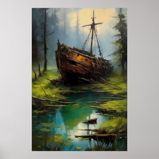 Ruheplatz des Holzschiffes Poster (Vorne)