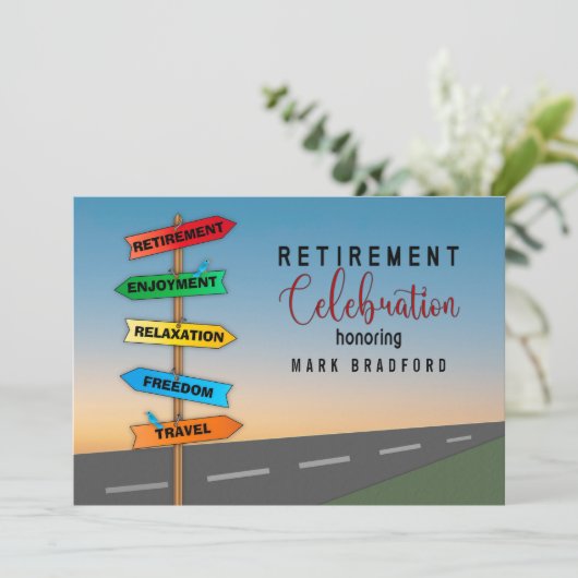 Ruhestagsfeier Einladung Straßenschilder Name (Stehend Vorderseite)