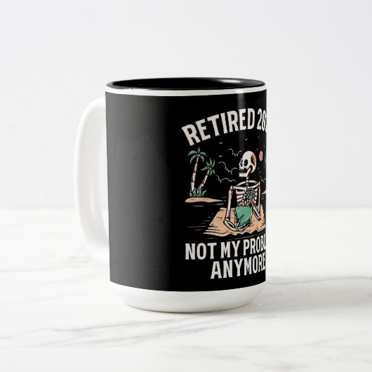 Ruhestand 2024 Nicht mein Problem mehr Ruhestand Zweifarbige Tasse (Vorderseite Links)