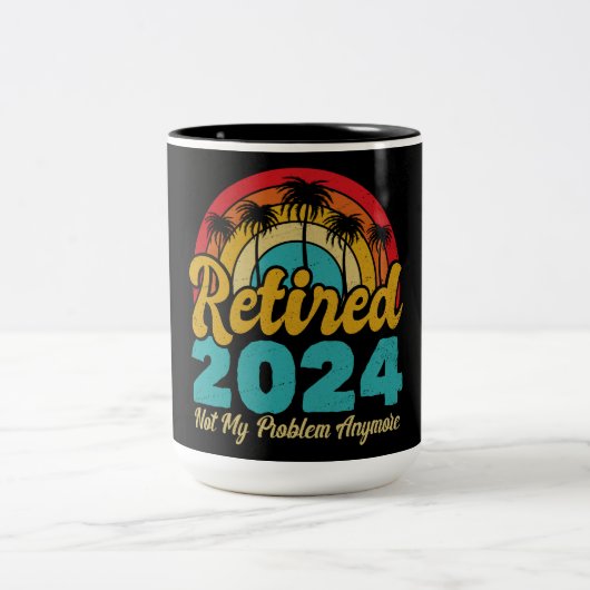 Ruhestand 2024 Nicht mein Problem mehr Ruhestand Zweifarbige Tasse (Mittel)