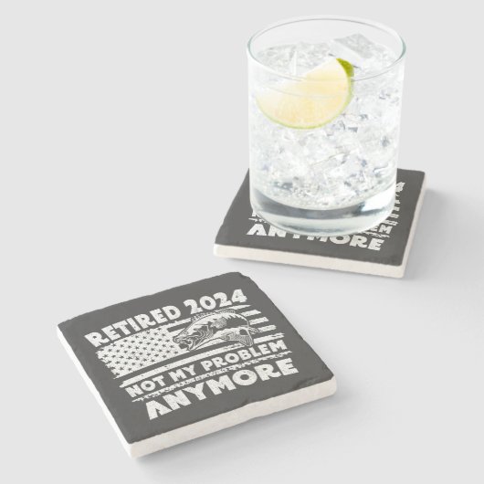 Ruhestand 2024 Nicht mein Problem noch mehr Funny Steinuntersetzer (Seitenansicht)