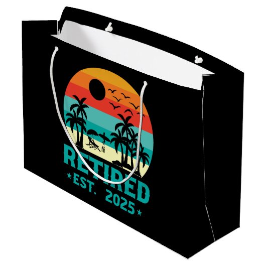 Ruhestand 2025 große geschenktüte (Rückseite Schrägansicht)