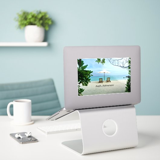 Ruhestand - Aaah...Rente Aufkleber (Laptop auf Schreibtisch)