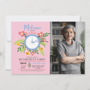 Ruhestand abseits der Uhr Damen Floral Spaß Foto Einladung
