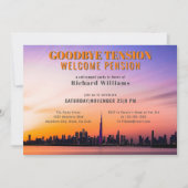 Ruhestand Auf Wiedersehen Tension City Skyline Einladung (Vorderseite)