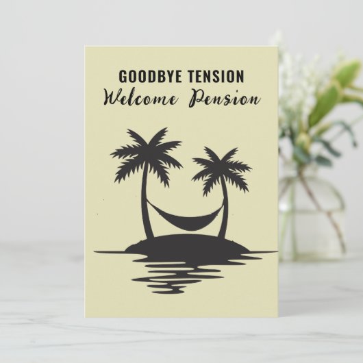 Ruhestand Auf Wiedersehen Tension Palm Tree Hammoc Einladung (Stehend Vorderseite)