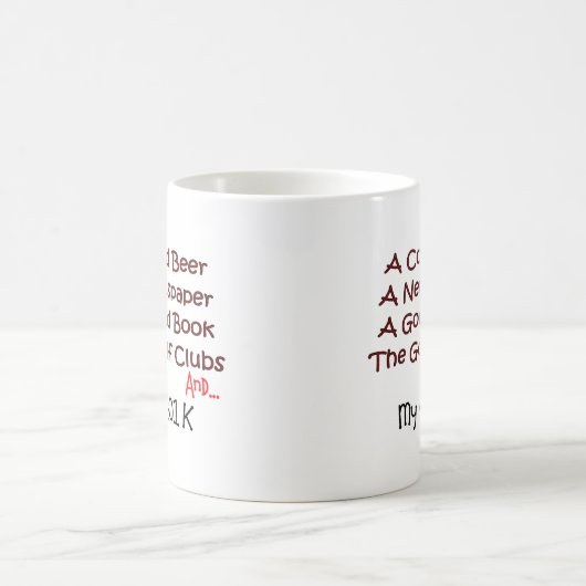 Ruhestand "Bier, Golfclubs u. 401K " Kaffeetasse (Mittel)