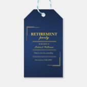 Ruhestand Corporate Elegante Blue Gold Geschenkanhänger (Rückseite)