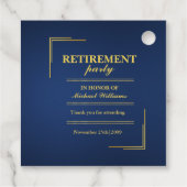 Ruhestand Corporate Elegante Blue Gold Geschenkanhänger (Rückseite)