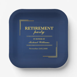 Ruhestand Corporate Elegante Blue Gold Pappteller