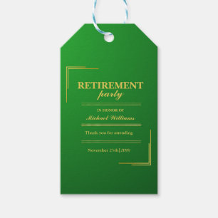 Ruhestand Corporate Elegante Green Gold Geschenkanhänger