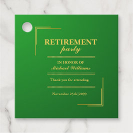 Ruhestand Corporate Elegante Green Gold Geschenkanhänger