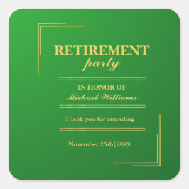 Ruhestand Corporate Elegante Green Gold Quadratischer Aufkleber