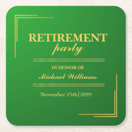 Ruhestand Corporate Elegante Green Gold Rechteckiger Pappuntersetzer