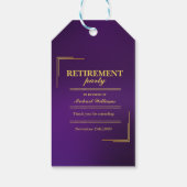 Ruhestand Corporate Elegante Lila Gold Geschenkanhänger (Rückseite)