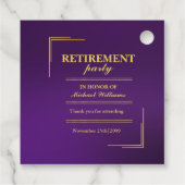 Ruhestand Corporate Elegante Lila Gold Geschenkanhänger (Rückseite)