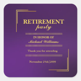 Ruhestand Corporate Elegante Lila Gold Quadratischer Aufkleber
