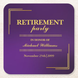 Ruhestand Corporate Elegante Lila Gold Rechteckiger Pappuntersetzer