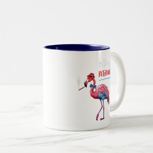 Ruhestand Dapper Flamingo Bowtie Cigar Zweifarbige Tasse (VorderseiteRechts)