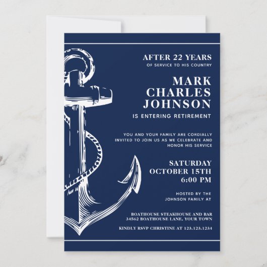 Ruhestand der Marine Einladung (Vorderseite)