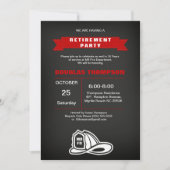 Ruhestand des Feuerwehrmanns in Rot und Schwarz Einladung (Vorderseite)