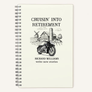 Ruhestand des Mannes Vintage-Bauernhof-Motorrad Cr Notizblock
