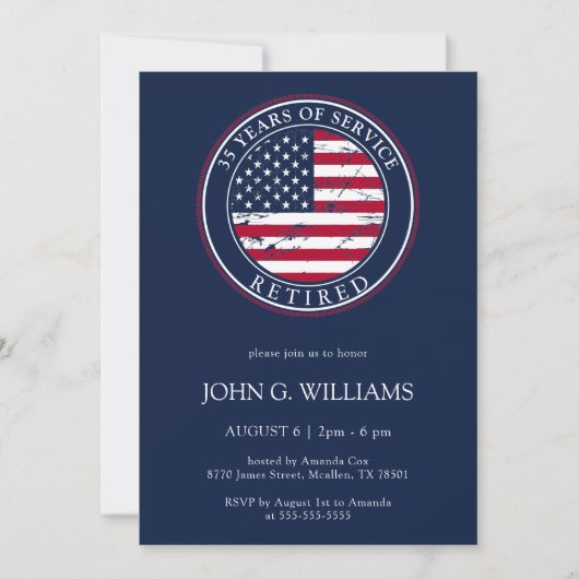 Ruhestand des patriotischen Militärdienstes Einladung (Vorderseite)