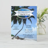 Ruhestand des Tropical Beach Lounge Einladung (Stehend Vorderseite)