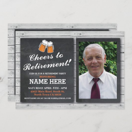 Ruhestand Einladung Foto Cheers Beers Pub Party (Vorne/Hinten)