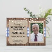 Ruhestand Einladung Foto Party GRILLEN Blauer Einl (Stehend Vorderseite)