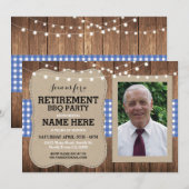Ruhestand Einladung Foto Party GRILLEN Blauer Einl (Vorne/Hinten)