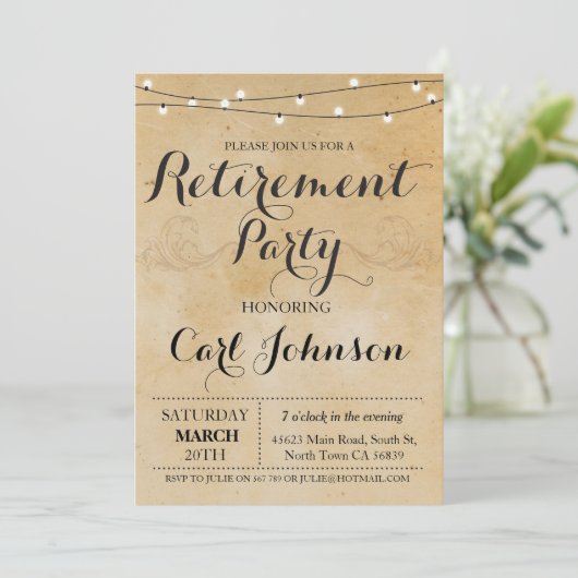 Ruhestand Einladung Party Einladung (Stehend Vorderseite)