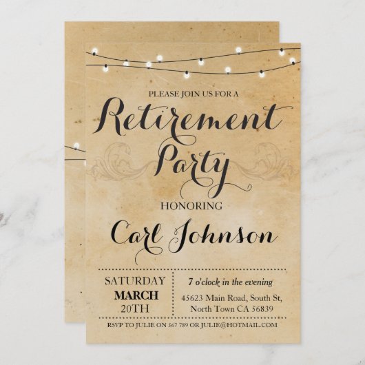 Ruhestand Einladung Party Einladung (Vorne/Hinten)