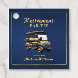 Ruhestand Elegante Golf Theme Gray Cart Blue Gold Geschenkanhänger