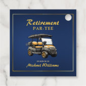 Ruhestand Elegante Golf Theme Gray Cart Blue Gold Geschenkanhänger (Rückseite)