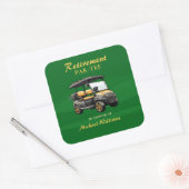 Ruhestand Elegante Golf Themenwagen Green Gold Quadratischer Aufkleber (Umschlag)