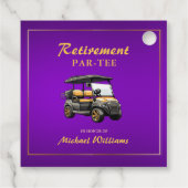 Ruhestand Elegante Golf Themenwagen Lila Gold Geschenkanhänger (Rückseite)